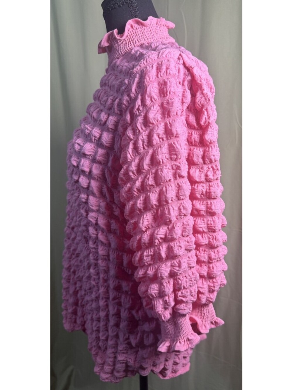 NWT Simply Southern Medium Hot Pink Textured Smocked Ruffle Tunic Top - Picture 4 of 7